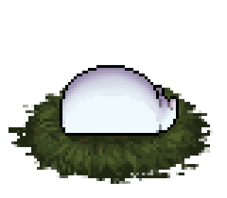 Pixel art of a white slugcat curled up so only its back is visible.